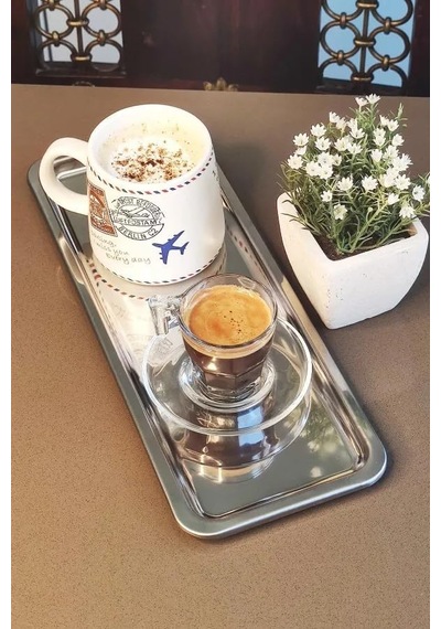 Çelik Servis Sunum Tepsisi Kahve Tepsisi Çok Renkli