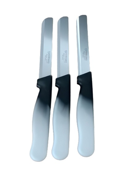 Solingen Sebze Bıçağı Lazerli Siyah Beyaz Renkli Kulp 3 Lü Set 22 Cm