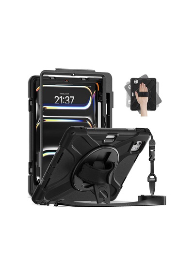 Apple Uyumlu iPad  Pro 11 2025 M5 Mkst Defender Tablet Silikon - Siyah Tablet Kılıfı