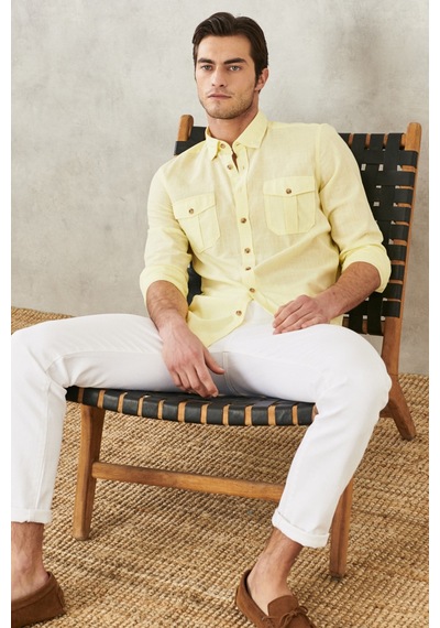 AC&Co / Altınyıldız Classics Erkek Sarı Slim Fit Dar Kesim Düğmeli Yaka %100 Pamuk Flamlı Gömlek 4A2022200034SARXL Sarı AC&Co / Altınyıldız Classics Erkek Sarı Slim Fit Dar Kesim Düğmeli Yaka %100 Pamuk Flamlı Gömlek 4A2022200034SARXL Sarı
