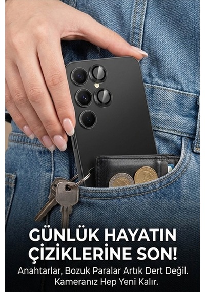 Samsung S24 Plus Uyumlu Safir Lens Çizilmez Dayanıklı Kamera Koruyucu Siyah