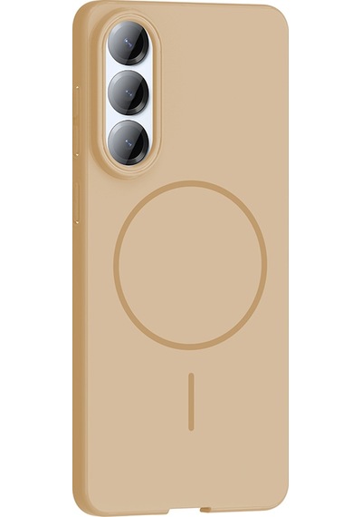 Galaxy Uyumlu S25 Edge Kılıf Magsafe Şarj Özellikli Kamera Çıkıntılı Ruby Lüx Silikon Kapak Desert Titanyum