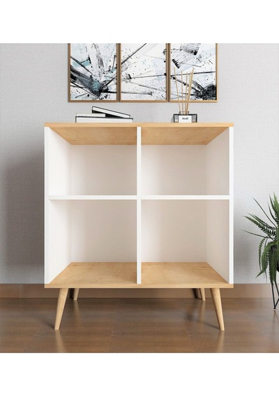 Floradesign Tune Çok Amaçlı Dolap / Kapaklı Raflı Dolap /meşe - Beyaz Meşe - Beyaz