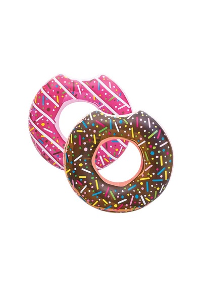 Bestway Kutulu İki Renk Tutunmalı Donut Simit 36118 + Tamir Set Pembe Çok Renkli