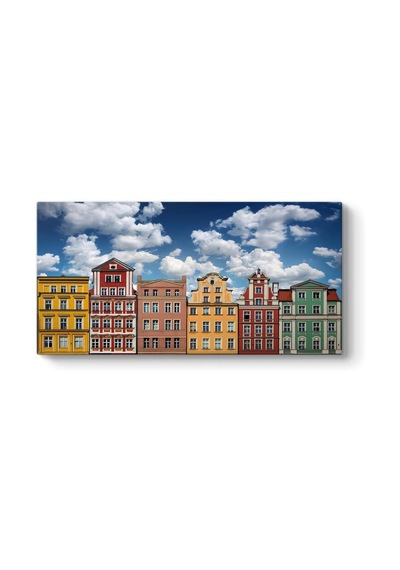 Renkli Evler Tablosu 60 X 30