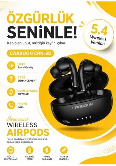 Carboon CRN-S8 Bluetooth 5.4 Kulak İçi Kulaklık