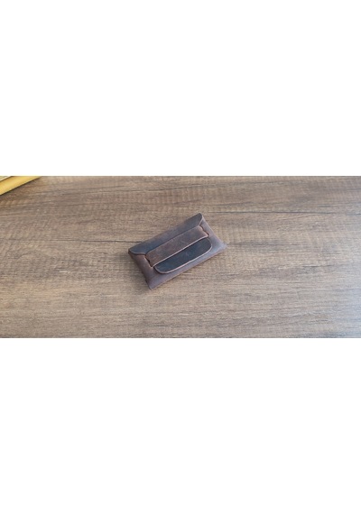 Sumerian Leather Craft Minimalist Deri Kartlık Kahverengi Rfid Kart Koruma Hediye Kahverengi