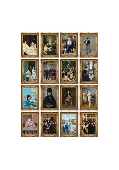 Edouard Manet Tabloları 16'lı Sticker Seti Laptop Defter Planlayıcı Etiket Çok Renkli