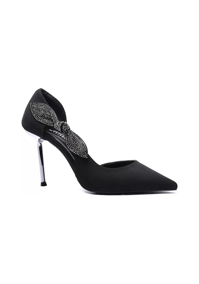 Kuum London Kuum K25-820 Siyah Stiletto 9 Cm Kadın Abiye Ayakkabı Siyah