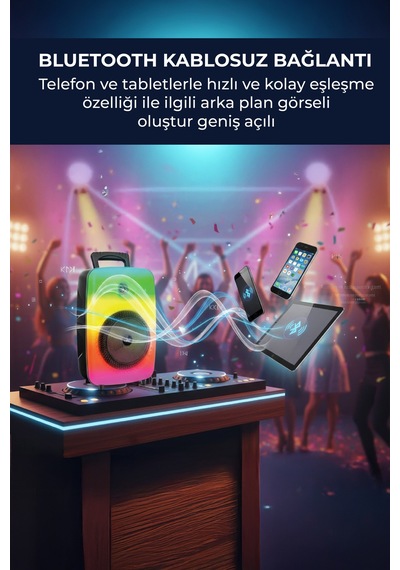Gts-1802 Speaker Büyük Boy Işıklı Bluetooth Hoparlör 8 İnç Karaoke Mikrofon  Partiboy /aux/sd