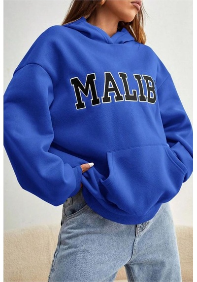 Medinenur Unisex Malibu Baskılı Sweatshirt Saks