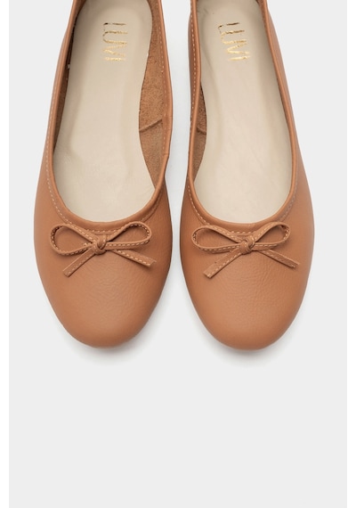 Luvishoes 01 Taba Cilt Kadın Babet Taba