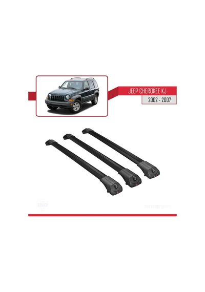 Jeep Cherokee Kj 2002-2007 Arası İle Uyumlu Ace-1 Ara Atkı Tavan Barı Siyah 3 Adet Bar
