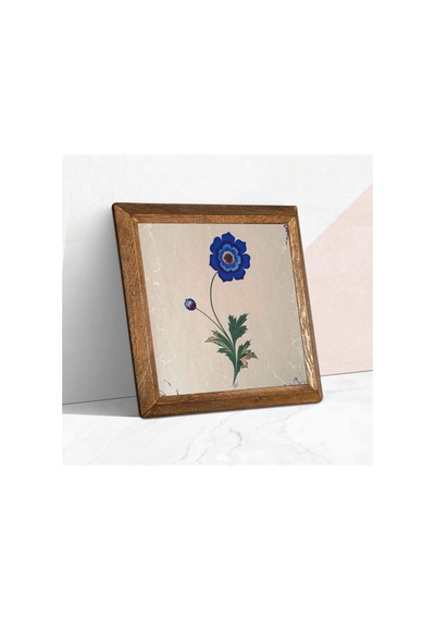 Ebru Sanatı Taş Duvar Tablosu - Ahşap Çerçeveli Taş Tablo - 25x25 Cm - Dekoratif Duvar Sanatı - Modern Ev Ve Ofis