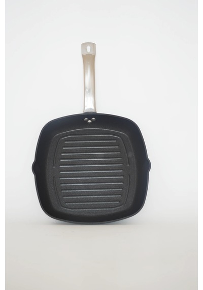 Bonera Titanyum 28cm Izgara Grill Tava - Siyah Gold Altın - Siyah