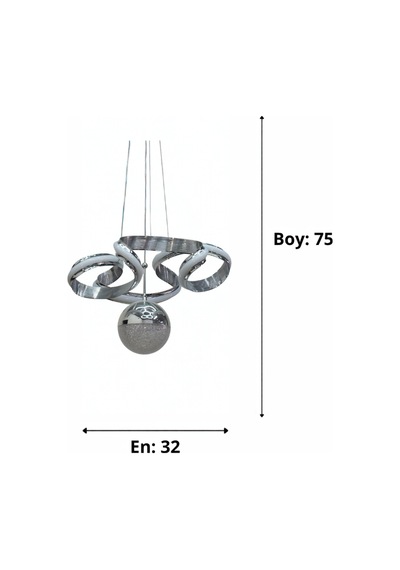 Dron 3 Lü Modern Ledli Avize Çizgili 3 Renk Power Ledli Krom Kaplama Kumandalı Çoçuk Odası Yatak Odası Mutfak