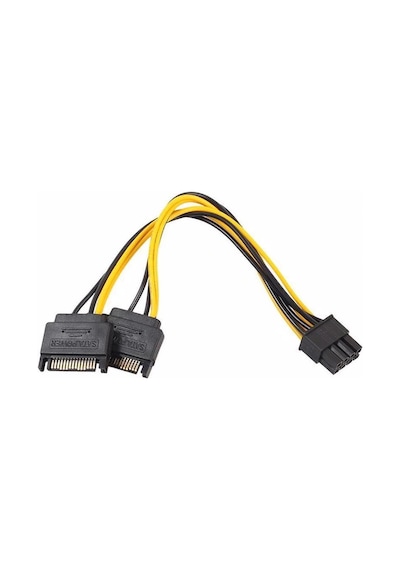 2x Sata Power Kablo To 8 Pin 6+2 Pci-e Dönüştürücü Güç Kablosu