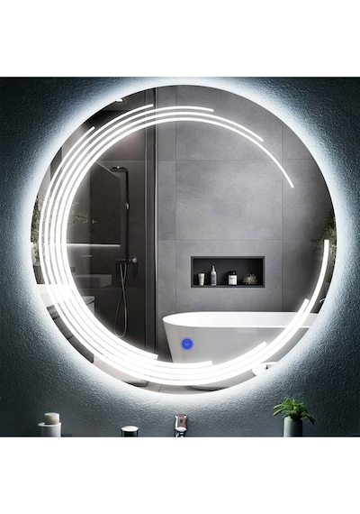 Nova Led'li Kumlamalı Lavabo & Banyo Aynası Dokunmatik Sensörlü 90 X 90 Beyaz