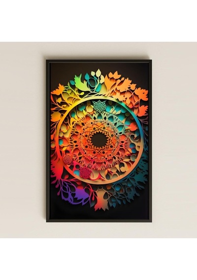 Uv Baskılı Mandala Pvc Tablo - Gökkuşağı Kesim