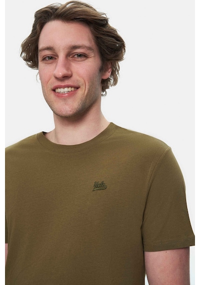 Ucla Harper Koyu Haki Bisiklet Yaka Nakışlı Standard Fit Erkek Tshirt Koyu Haki
