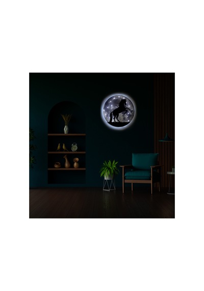 Kişiselleştirilebilir Led Işıklı Epoksi Katmanlı Tablo Lowell At Dolunay Gri - 738226087 Gri