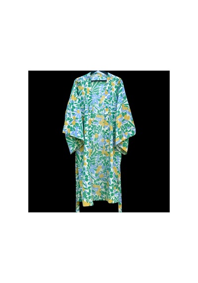 Lila Mare Yapraklı Kimono Renkli Renkli