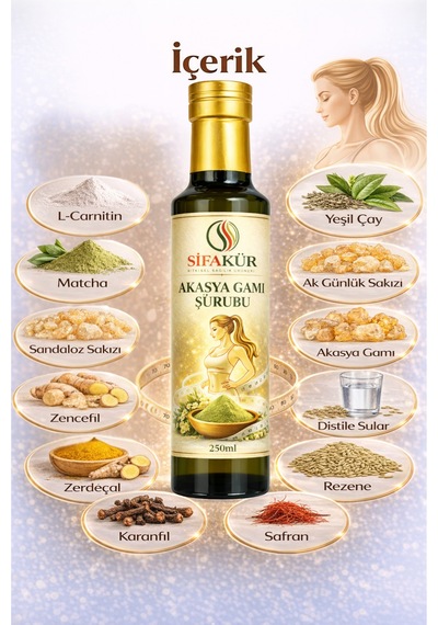 Şifakür Akasya Gamı Şurubu 250 Ml L-carnitin & Matcha İçerikli Bitkisel Takviye