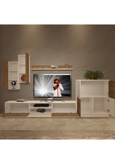 Decoraktiv Eko 6b Mdf Dvd Tv Ünitesi Tv Sehpası - Beyaz Pera Beyaz - Meşe