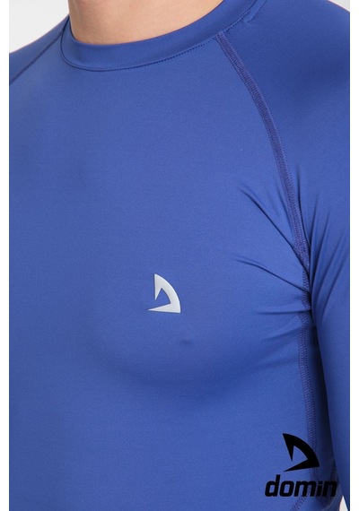 Hnc Sport Erkek Uzun Kol Sax Mavisi Fit Compression Fitness Spor Body Tshirt Saks Mavi