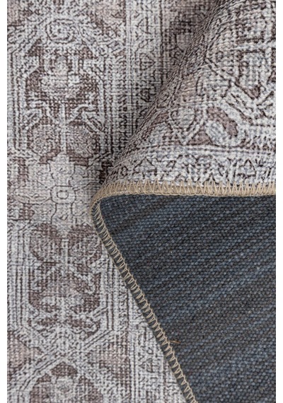 Artloop Stonart Klasik Eskitme Vintage Desenli Otantik Yıkanabilir Gri/kahverengi Halı Al 444 Gri-kahverengi