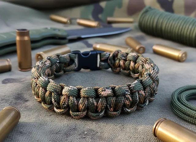 Askeri Kamuflaj Paracord Bileklik Çok Renkli