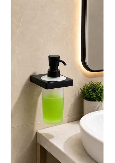 Flat Sıvı Sabunluk Mat Siyah Ba1019 006 Al6-c1