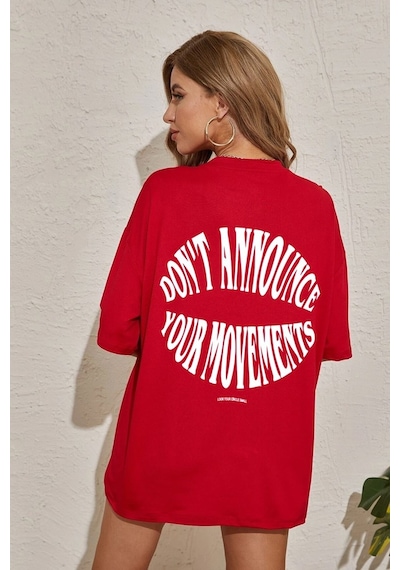 Unisex Dont Baskılı T-shirt Kırmızı