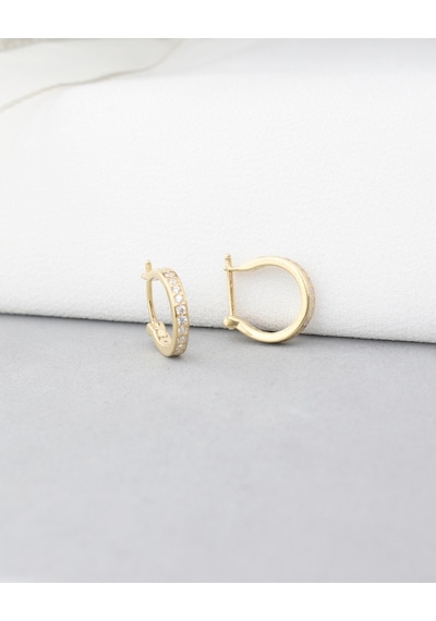 Brezza Lusso Jewelry 18k Serie Oro Şans Halka Minimal Gümüş Küpe 13 Mm
