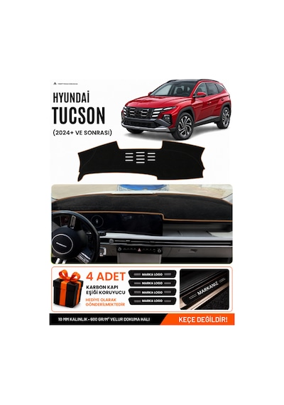 Hyundai Tucson 2024+ Sonrası Uyumlu Torpido Örtüsü, Torpido Kılıfı - Siyah-kahverengi - Hu039