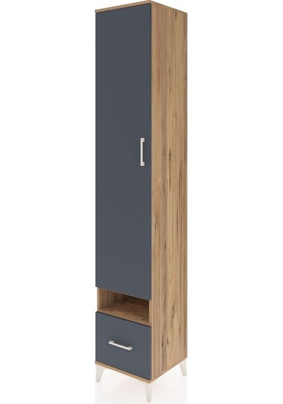 Hyperion Dolap 4 Raflı Tek Çekmeceli Tek Askılı 44x44x243 Çam-antrasit Atlas Çam