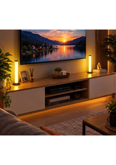 2 Adet Usb Kablolu Rgb Led Çubuk Dekoratif Masa Lambası Kumandalı Renkli Aydınlatma Oyuncular İçin & Tv Arkası Aydınlatma