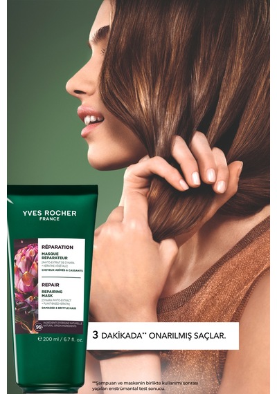 Yves Rocher Onarıcı Bitkisel Keratin Prebiyotik Saç Maskesi - Yıpranmış Saçlar / Reparation -vegan -200ml