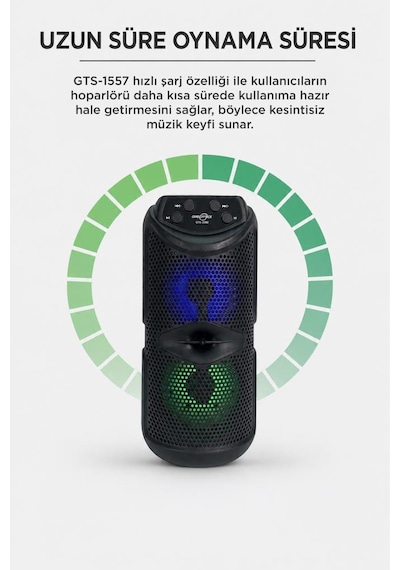 Torima GTS-1557 Bluetooth 5.0 RGB Işıklı Kablosuz Speaker