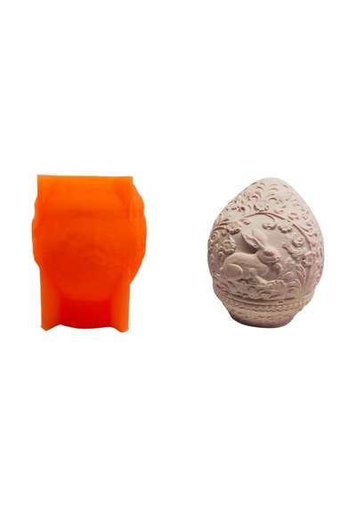 Tahtakale Toptancı Silikon 3d Kalıp Sarmaşık Desenli Tavşan Figür Yumurta Model Mum Ve Taş Tozu Kalıbı 8.5 Cm