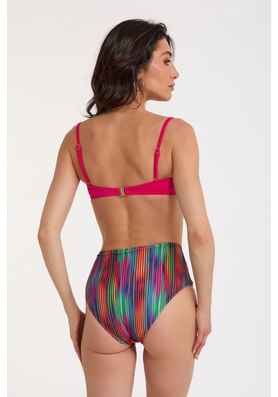 Argento Kadın Fuşya Çıkarılabilir İnce Kaplı Yüksek Bel Straplez Bikini Takımı Fuşya