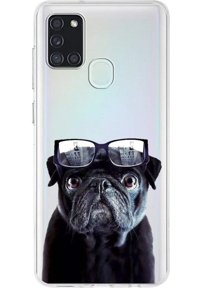 Samsung Galaxy A21s İle Uyumlu 1mm Slim Fit Köpek 3 050f Baskılı Şeffaf Kılıf Şeffaf