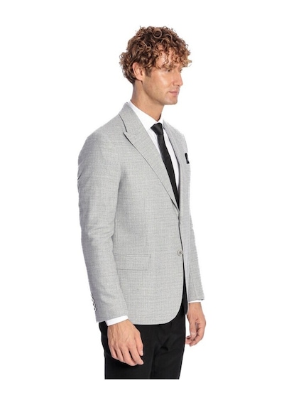 Wessi Desenli Slim Fit Gri Erkek Ceket 001
