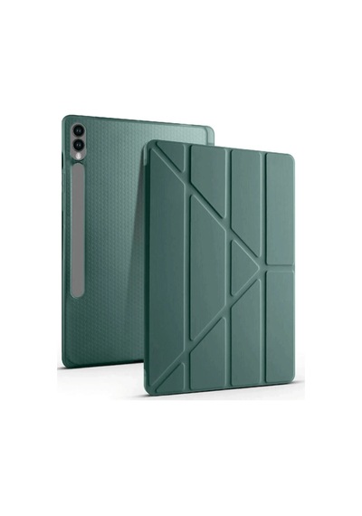 Samsung  Uyumlu Galaxy X610 Tab S9 Fe Plus 12.4 Kılıf Kalemlikli Mars Tablet Kılıfı - Koyu Yeşil Arka Kapak