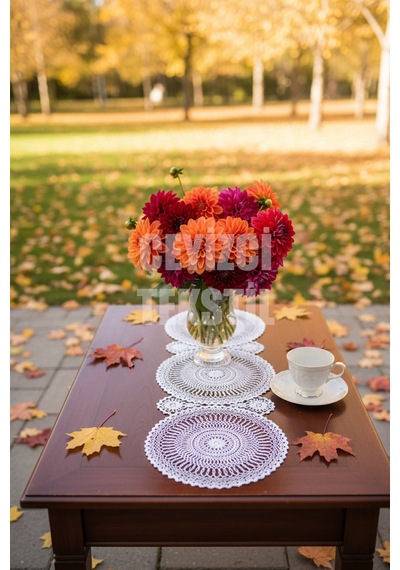 Dantel Detaylı Oval Runner 115x35cm Diğer
