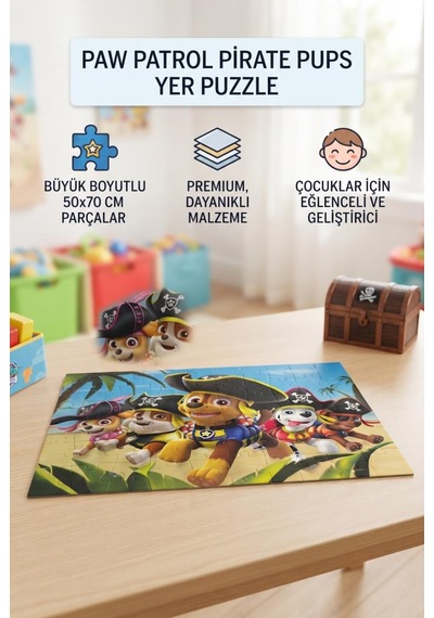 Pav Patrol Pirate Pups 24 Parça Yer Puzlle 50x70 Cm Çocuk Oyuncak Yapboz