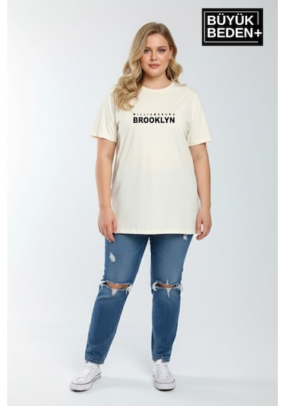 Superlife Kadın Büyük Beden Willamsburg Brooklyn Baskılı 3xl-6xl Bisiklet Yaka Tshırt Spr26btsk510-16 Ekru Superlife Kadın Büyük Beden Willamsburg Brooklyn Baskılı 3xl-6xl Bisiklet Yaka Tshırt Spr26btsk510-16 Ekru