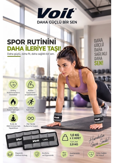 1 KG x 2 Adet Ayarlanabilir El ve Ayak Bilek Ağırlığı, Cırt Cırtlı Fitness ve Egzersiz Ağırlık Seti