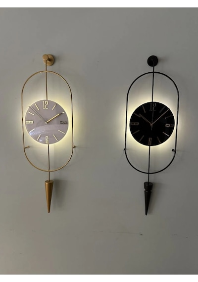 MetaQuartz Aksesuar Gold Ledli Serenity Pendulum Duvar Saati Sadece Gold Saat