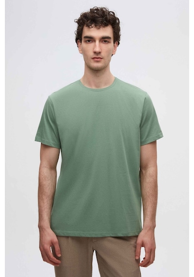 D's Damat Ds Damat Yeşil Bisiklet Yaka %100 Pamuklu Nefes Alabilen T-Shirt Yeşil